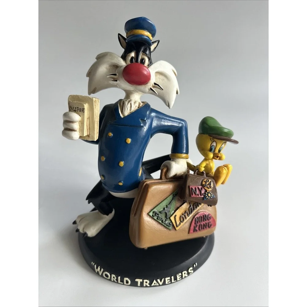 1994 Warner Bros Looney Toons Sylvester & Tweety Bird Statue  World Travelers